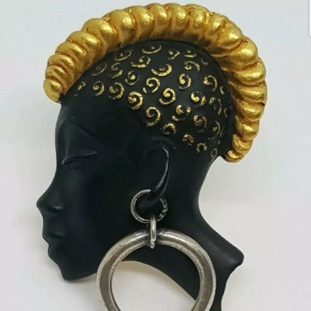 Modern Askew London Signed Blackamoor Girl Brooch 